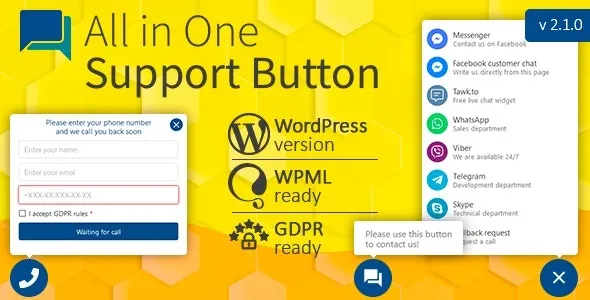 All in One Support Button v2.2.7 + Callback Request. WhatsApp, Messenger, Telegram, LiveChat and more - GPL Ji