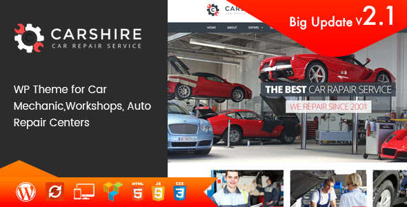 Car Shire Theme GPL – Auto Mechanic and Repair WP website - GPL Ji