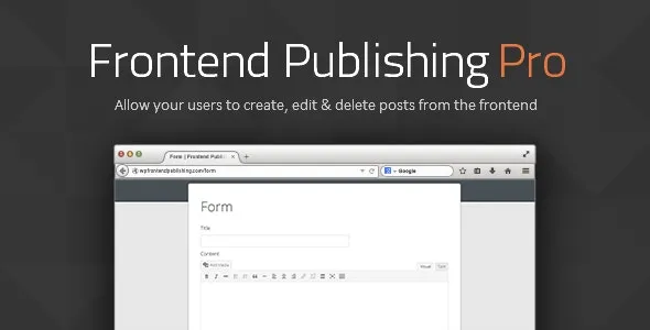 Frontend Publishing Pro GPL - WordPress Post Submission Plugin - GPL Ji