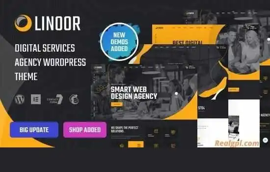 Linoor Theme GPL – Digital Agency Services WordPress Website - GPL Ji