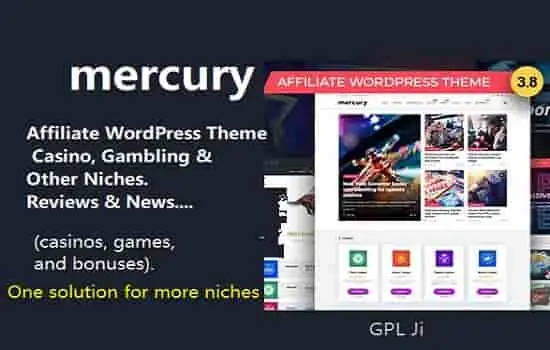 Mercury Theme GPL v3.9.11 - Affiliate, Casino, Gambling & Other Niches. Reviews & News WordPress Websites - GPL Ji