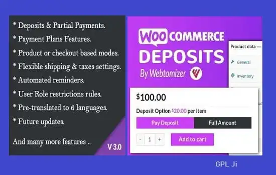 WooCommerce Deposits Partial Payments Plugin GPL v4.6.5 - GPL Ji